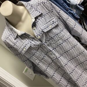 Spartina Women’s Navy and White Patterned 3/4 sleeves Shirt